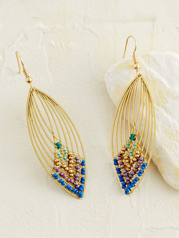 Bejeweled Feather Guatemalan Earrings
