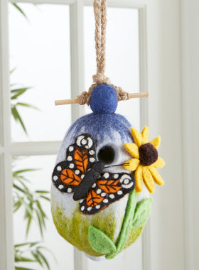 Migrating Monarch Hand-Felted Birdhouse