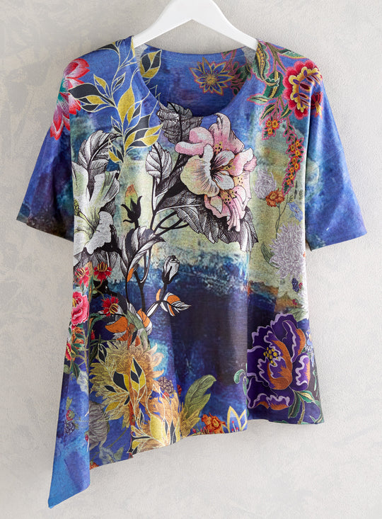 Night Blossoms Short-Sleeved Tunic