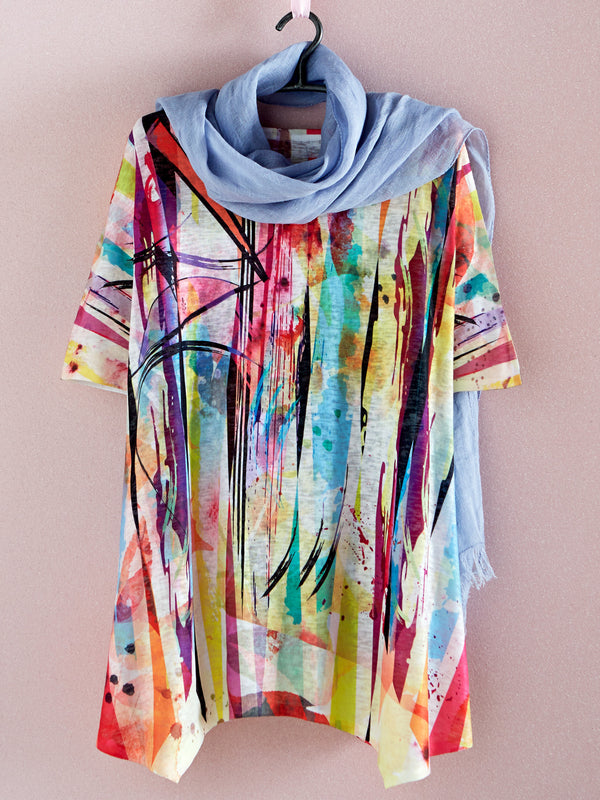 Color Wash Short-Sleeved Tunic