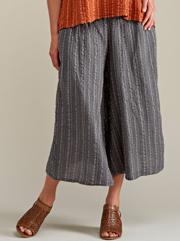 Crinkle Cotton Stripe Palazzo Pants