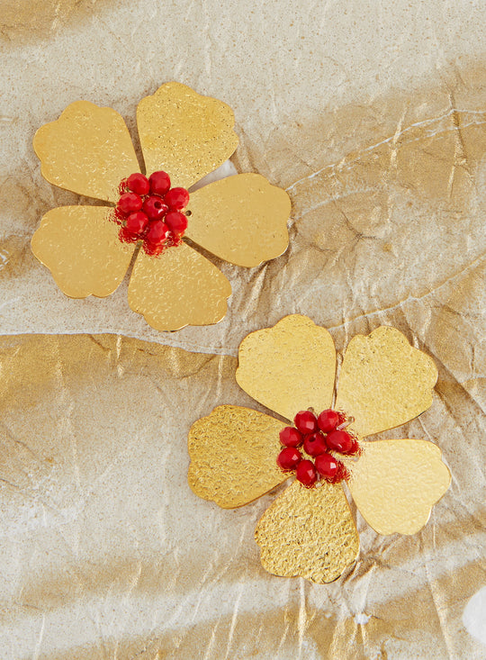 Golden Hibiscus Earrings