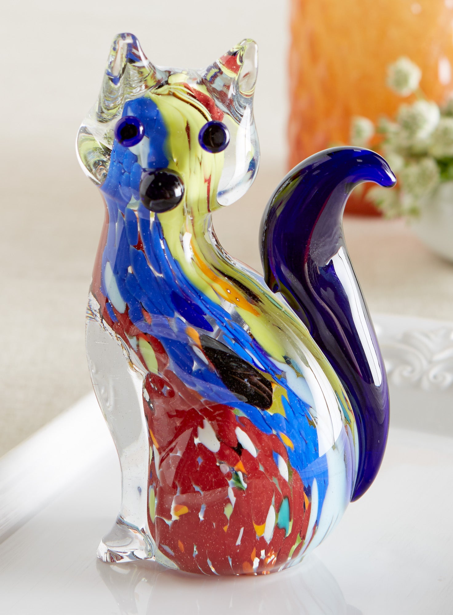 Curious Cat Murano Glass Sculpture | Petalura
