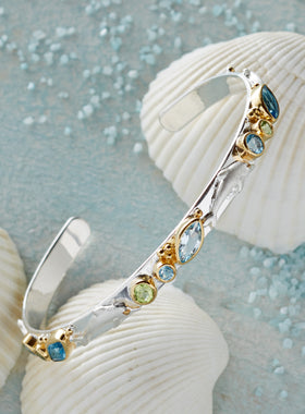 Dolphin Gemstone Cuff Bracelet