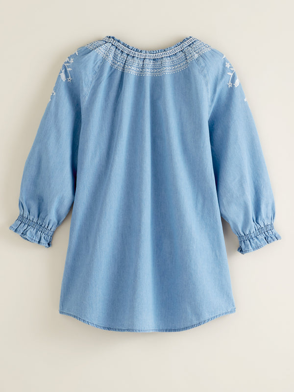 Boho Blues Embroidered Top