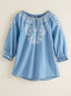 Boho Blues Embroidered Top