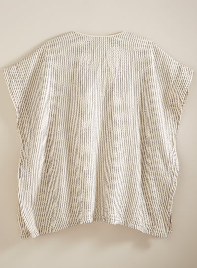 Crinkle Cotton Striped Caftan Tunic