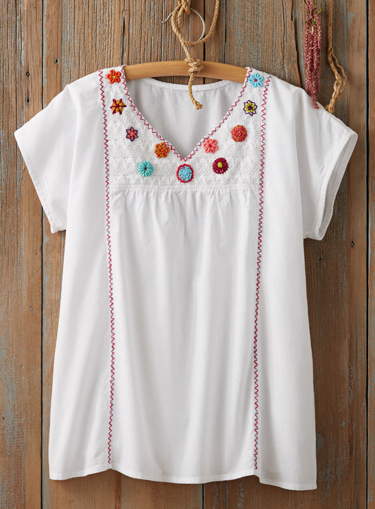 Las Flores Chambray Blouse FINAL SALE (No Returns)