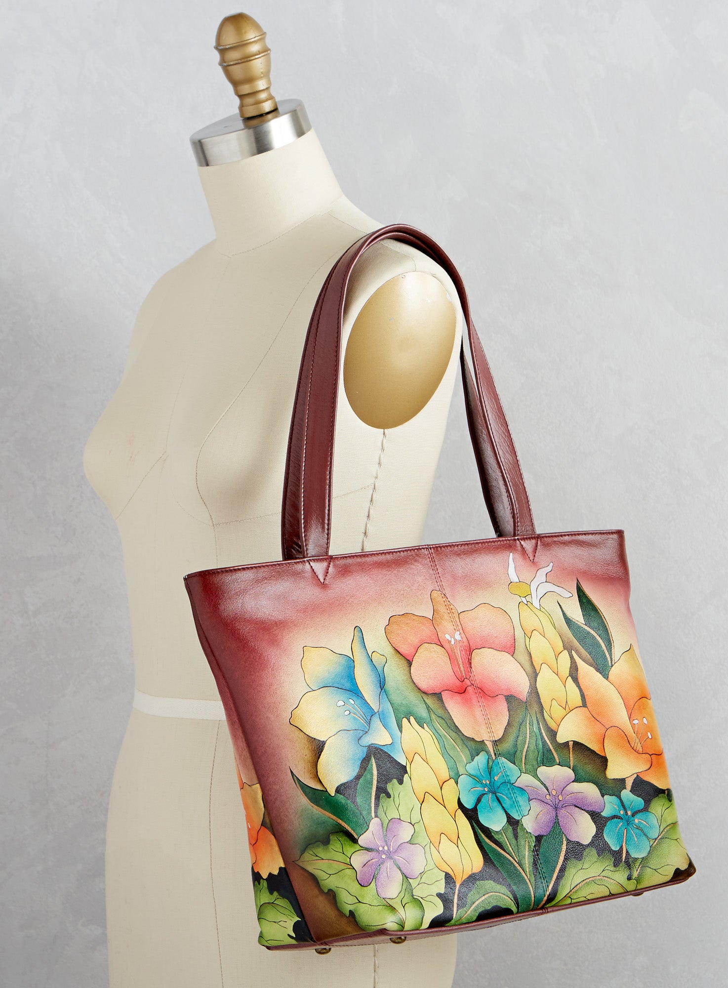 Wildflower Hand-painted Leather Tote | Petalura