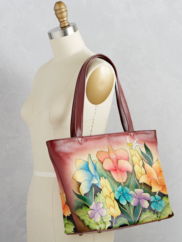 Wildflower Hand-painted Leather Tote