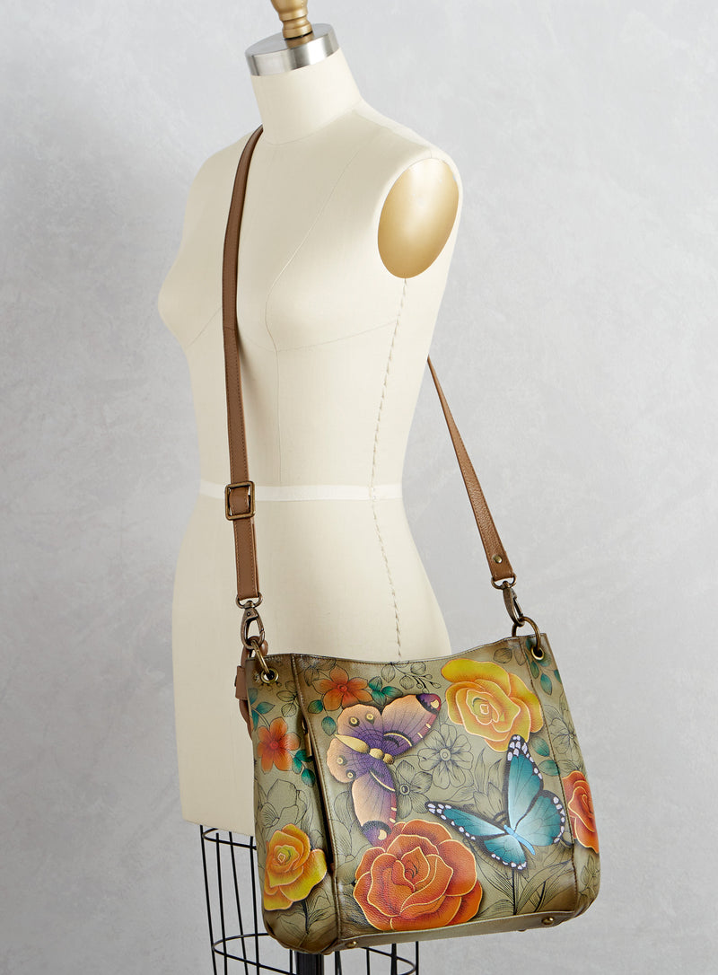 Hand painted butterfly on eco-leather handbag
