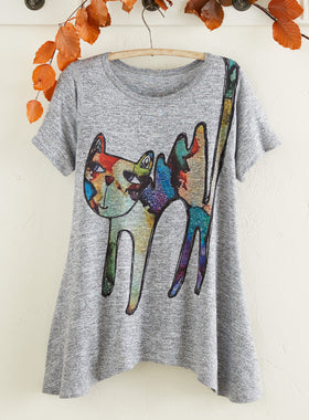 Colorful Calico Cat T-shirt