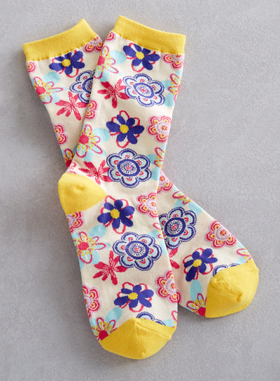 Cutest Crew Socks - Kittens in Cardigans and Flower Power - Set of both