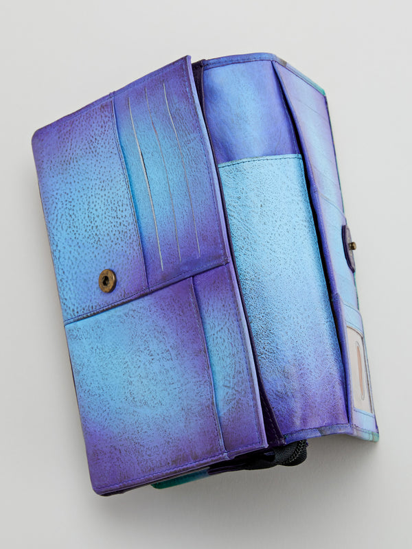 Purple Peacock Hand-painted Wallet Bag