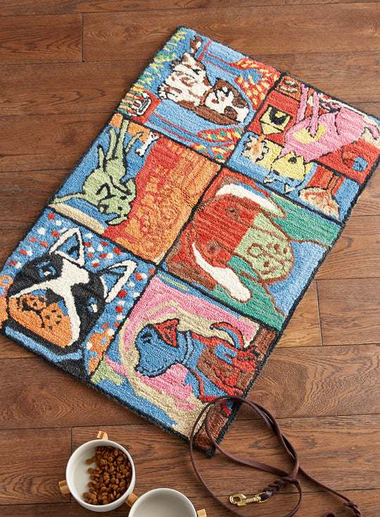 Puppy Party Hand-Hooked Rug