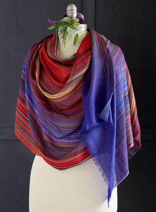 Sunset Spectrum Wool and Silk Shawl