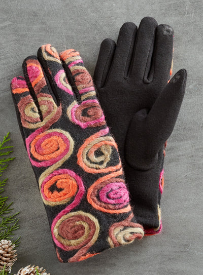 Embroidered Scroll Touch Screen Gloves