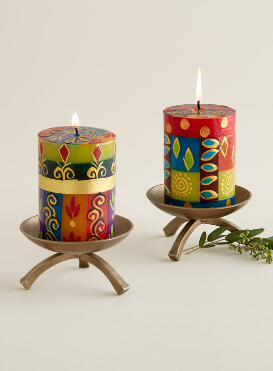 Brass Elevated Pillar Candle Holder