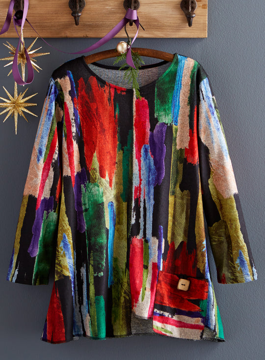 Bold Brushstrokes Pocket Top