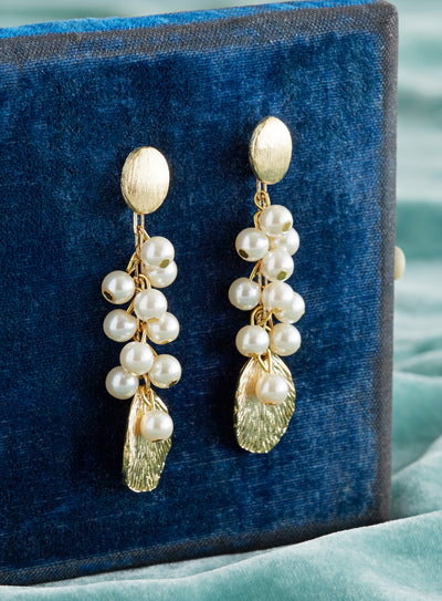 Pearl and Petal Drop Earrings