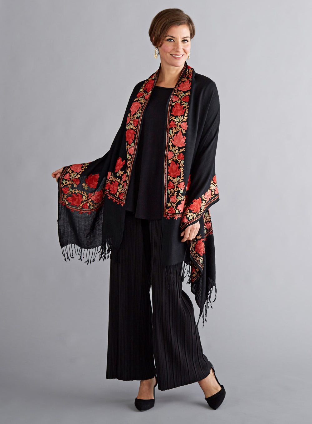 Falling Petals Embroidered Shawl Outfit | Petalura Falling Petals Embroidered Shawl Outfit | Petalura