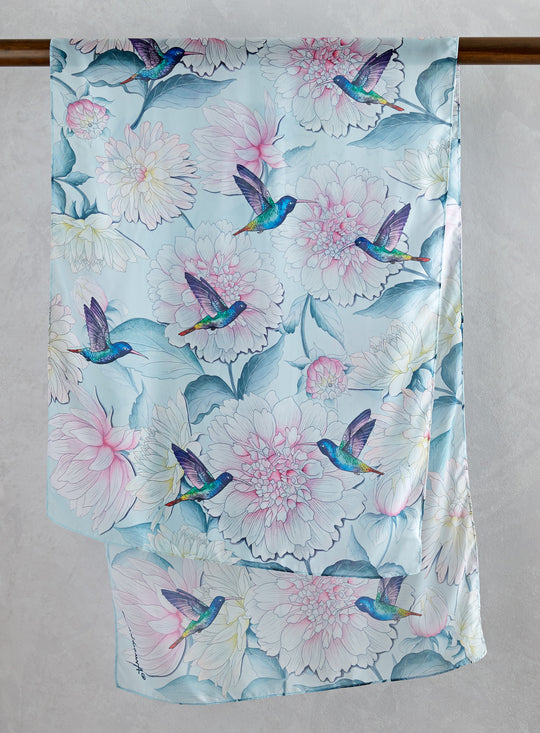Rainbow Hummingbird Chiffon Scarf