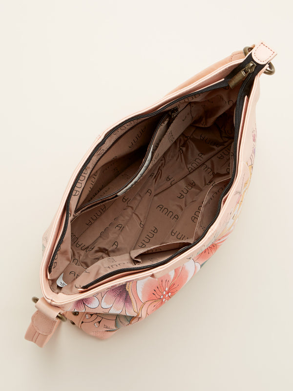 Birds in Blush Hand-painted Hobo Bag