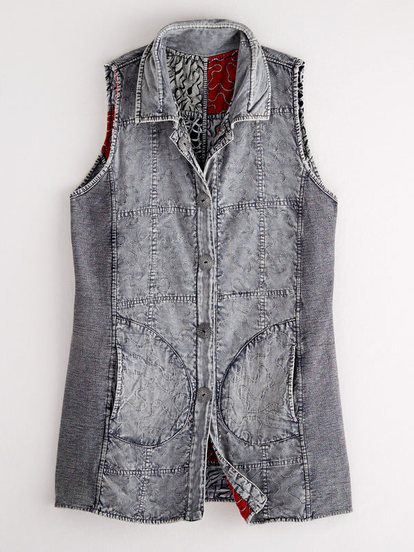Reversible River Top-Stitched Vest