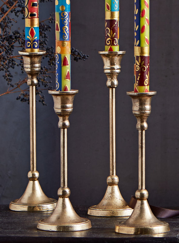 Cast Aluminum Candlesticks - Antiqued Brass
