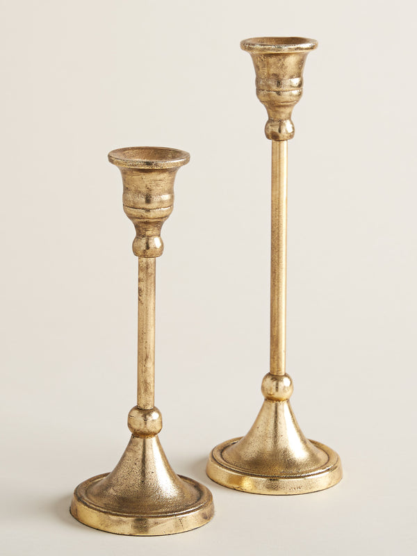 Cast Aluminum Candlesticks - Antiqued Brass