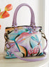 Stained Glass Dragonfly Hand-painted Leather Satchel