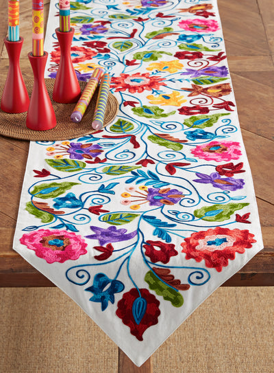 Flower Bed Embroidered Table Runner
