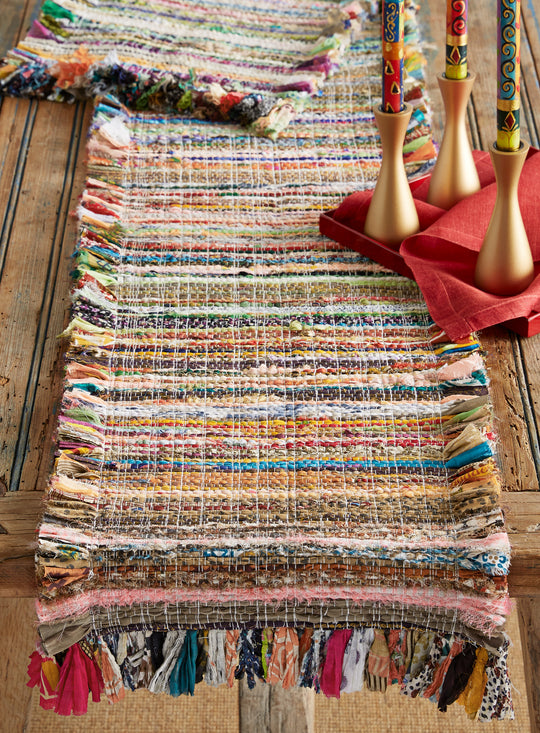 Hand-Loomed Chindi Table Runner
