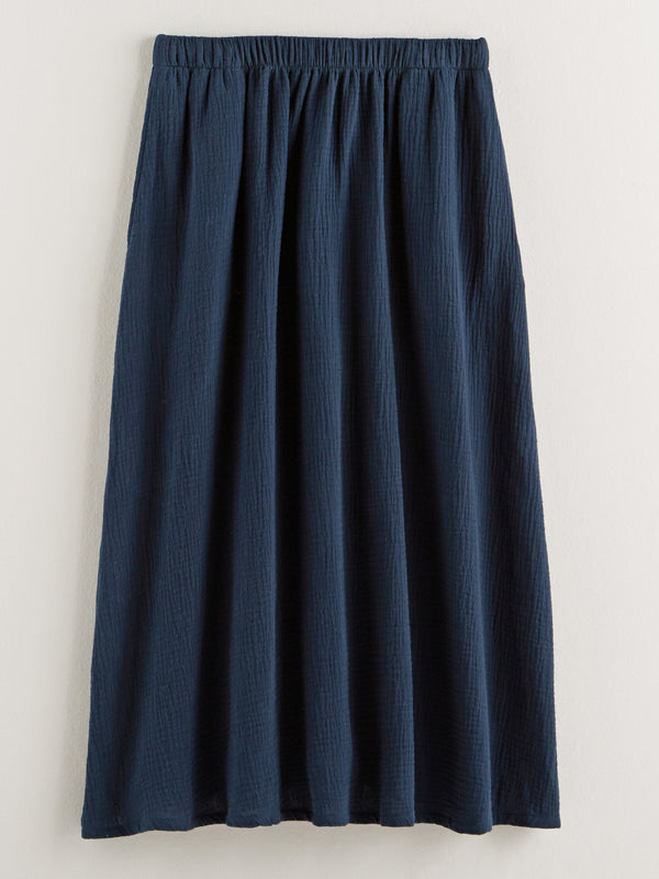 Cotton Ripple Pocket Midi Skirt