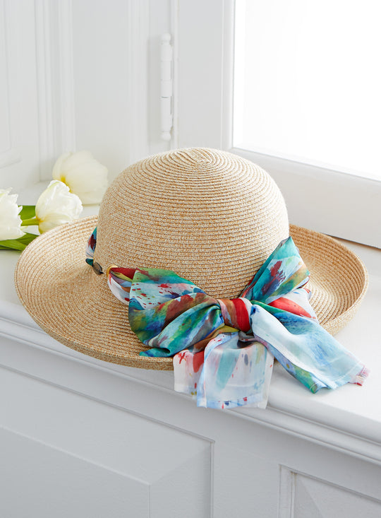 Watercolor Woven Sun Hat