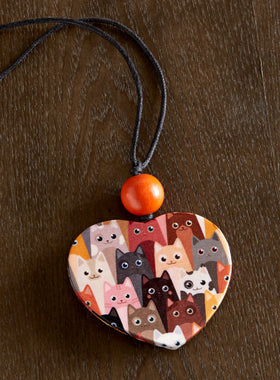 Feline Friends Heart Necklace