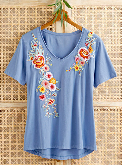 Vintage Bouquet Embroidered Tee