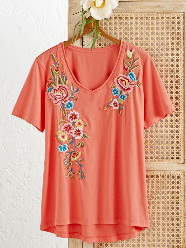 Vintage Bouquet Embroidered Tee FINAL SALE (No Returns)