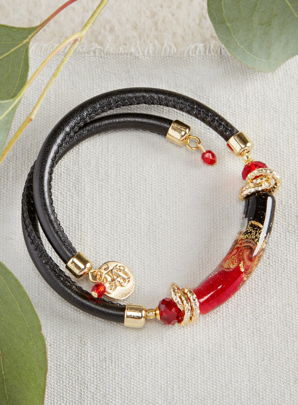 Veneto Red and Black Glass Bracelet