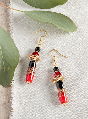 Veneto Red and Black Glass Earrings