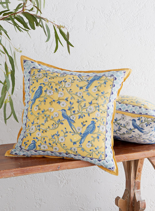 Block-printed Birds Pillows