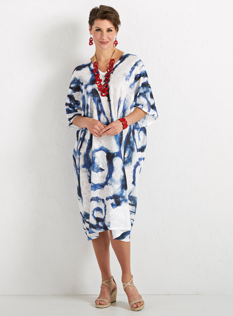Shibori Short Caftan Dress Shibori Short Caftan Dress
