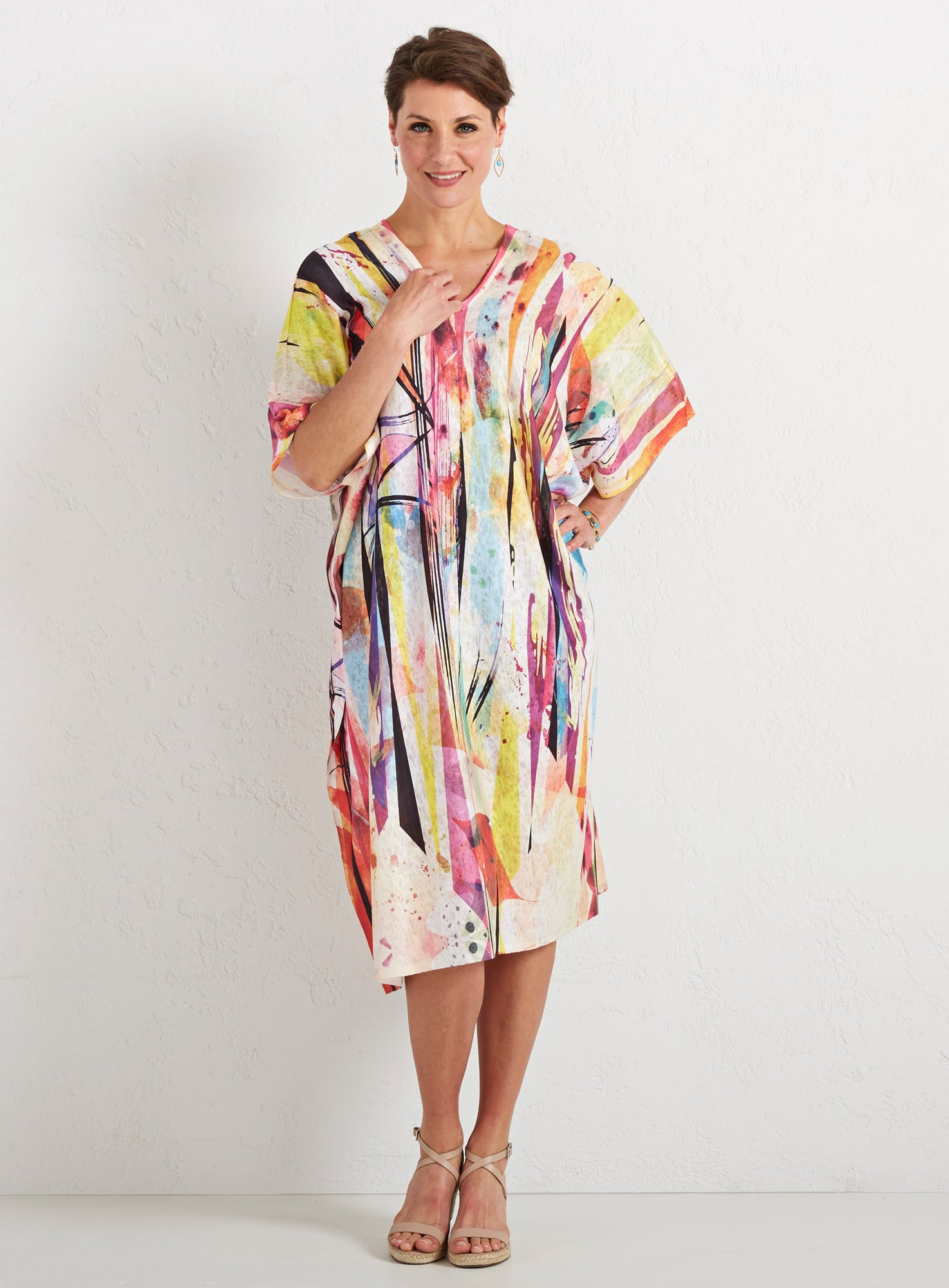 Color Wash Short Caftan Dress Color Wash Short Caftan Dress