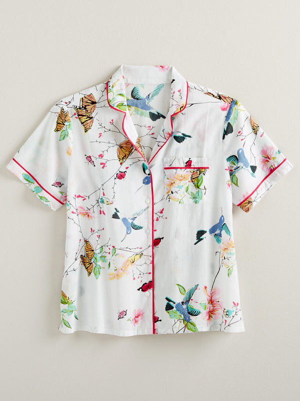 Bird and Butterfly Short-Sleeve Pajamas