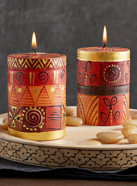 Harvest Hues Hand-painted Pillar Candles