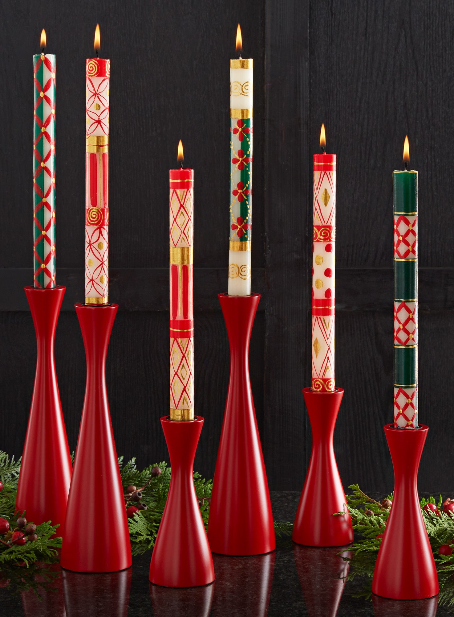 Holly Jolly Hand-painted Candles | Petalura