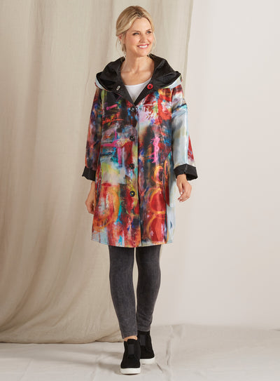 Color Field Pleated Raincoat Outfit
