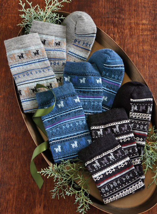 Midweight Alpaca Socks - Alpaca Motif