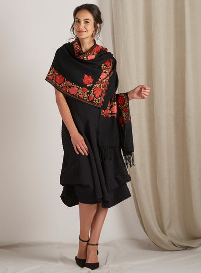 Falling Petals Embroidered Shawl Outfit