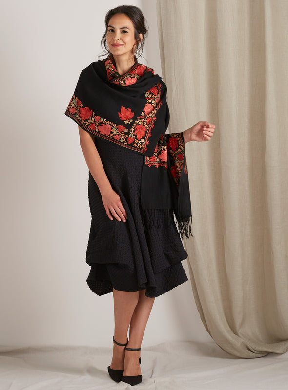 Falling Petals Embroidered Shawl Outfit | Petalura Falling Petals Embroidered Shawl Outfit | Petalura
